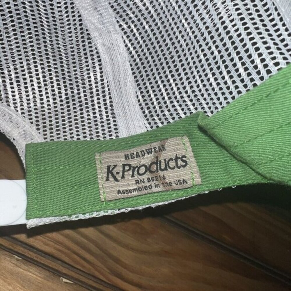 Vintage John Deere K Products Snap Back Trucker Hat Mesh MADE IN USA Green White - Picture 9 of 10